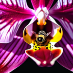 A bee within a pink, orchid blood.