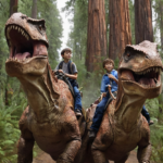 Boys riding t-rexes while chasing terrible troodons