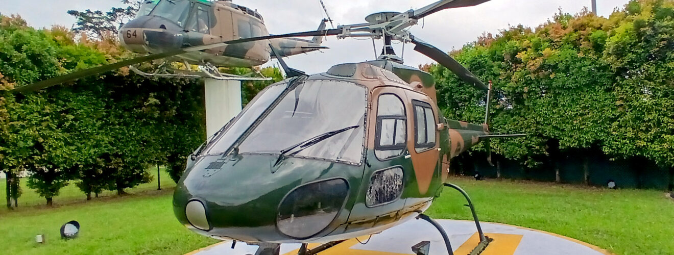 A military helicoper on display at the Singapore Airforce Museum