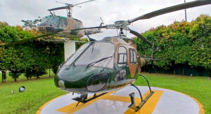 A military helicopter on display at the Singapore Airforce Museum