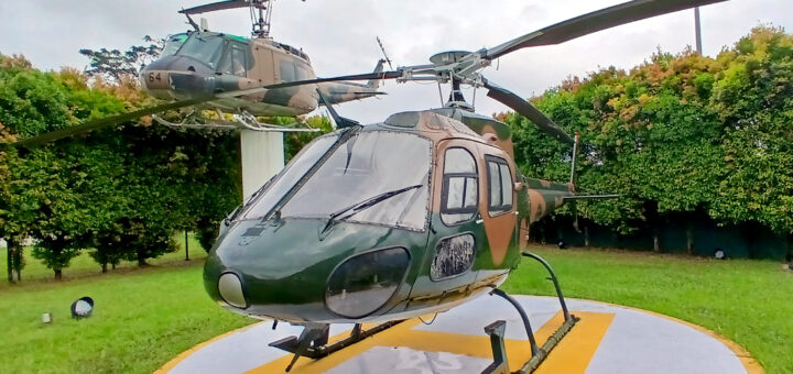 A military helicoper on display at the Singapore Airforce Museum